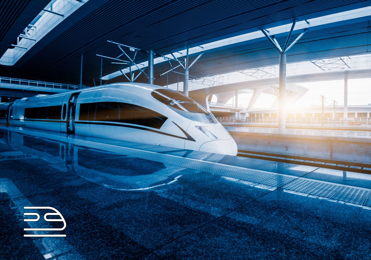 High-speed train at a station